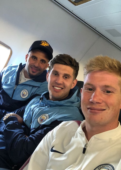 Kyle Walker, John Stones, and Kevin De Bruyne (From Left) in May 2018