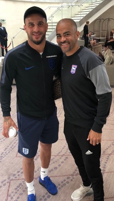 Kyle Walker (Left) with Kieron Dyer in May 2018