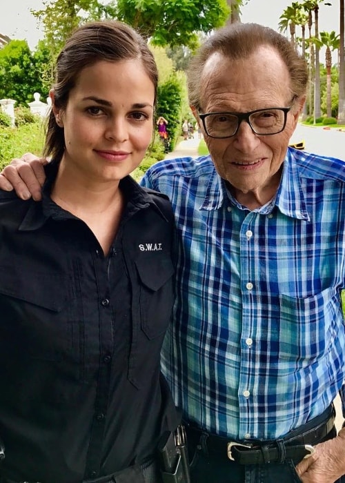 Lina Esco with Larry King in August 2017