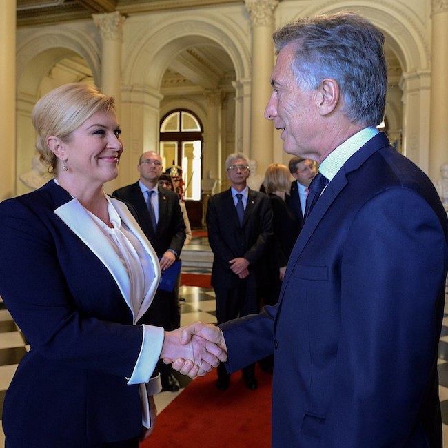 Mauricio Macri during a meeting with Croatian President Kolinda Grabar-Kitarović in March 2018