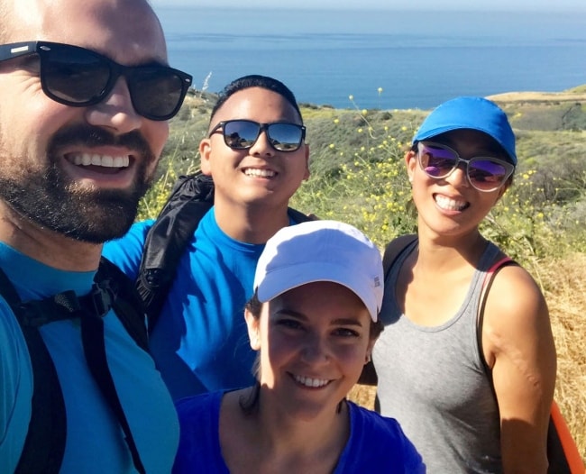 Molly Pansino in a selfie with her group during a hiking adventures in Malibu in May 2017