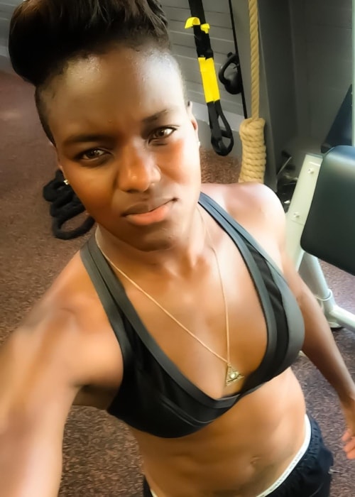 Nicola Adams in an Instagram selfie before a workout session in March 2018