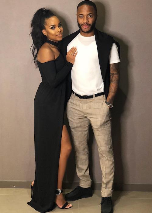 Raheem Sterling with Paige Milian posing in May 2018
