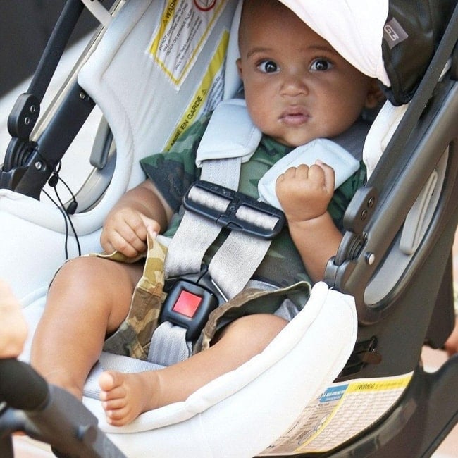 Saint West posing with an annoyed expression