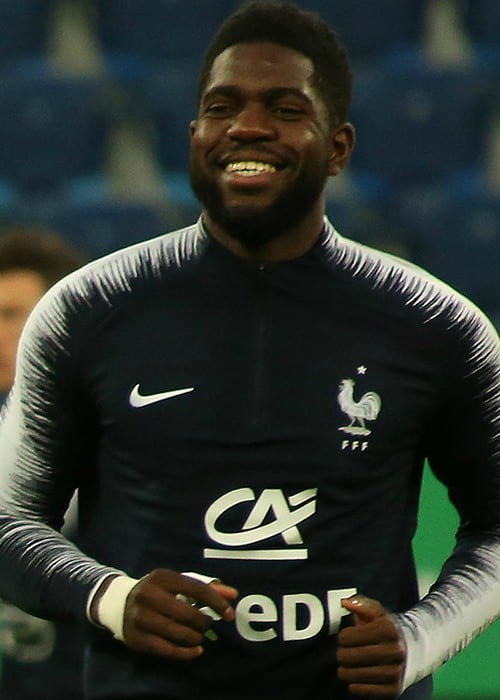 Samuel Umtiti preparing for a match in 2018