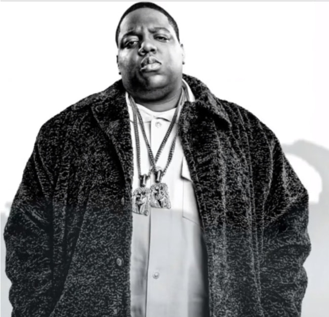 The Notorious B.I.G in a picture reflecting his grand stature as a rapper