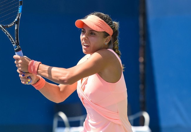 Viktoriya Tomova during the qualifying rounds of the 2017 US Open Tennis