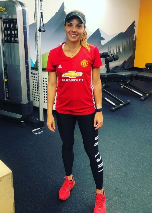 Viktoriya Tomova while working out at the gym in Sofia Bulgaria in April 2022
