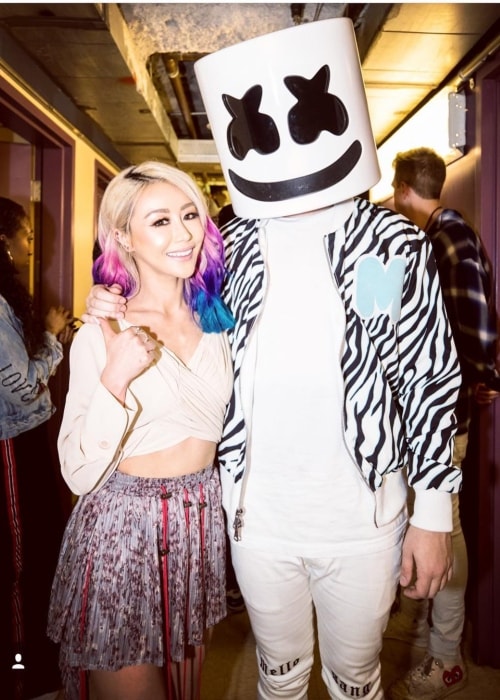 Wengie posing with DJ Marshmellow in July 2018