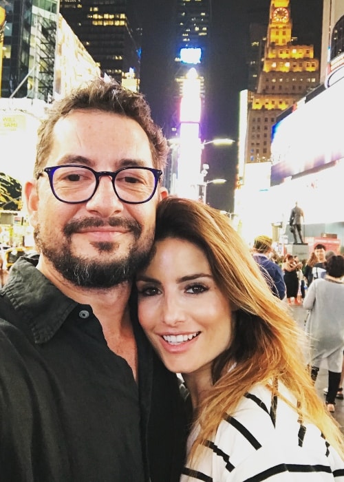 Ada Nicodemou with Adam Rigby at Times Square, New York in July 2018