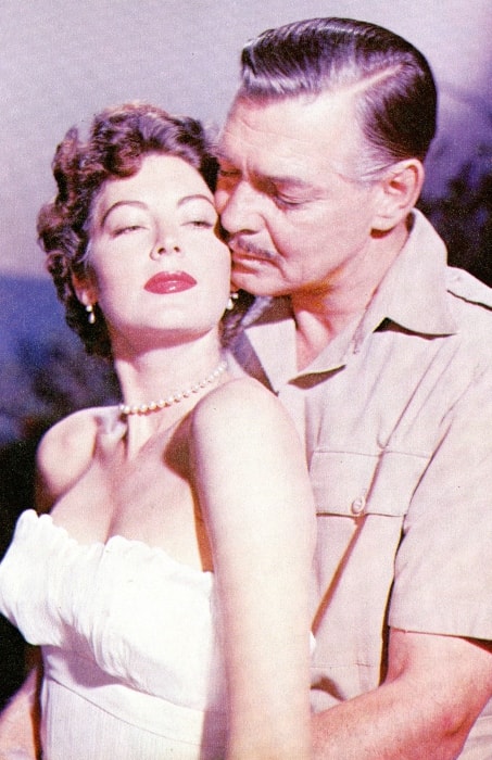 Ava Gardner posing with Clark Gable