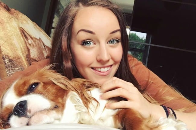 Clare Siobhan Callery with her dog as seen in July 2017