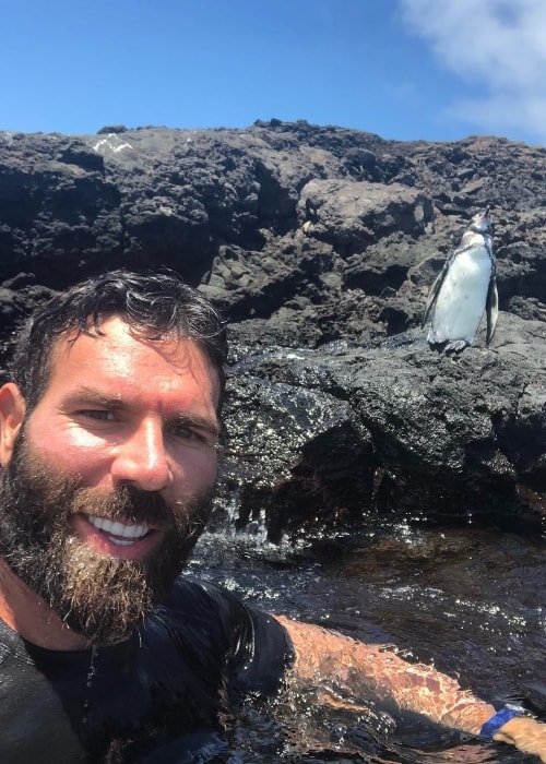 Dan Bilzerian swimming besides the penguins in Galapagos Islands in April 2018