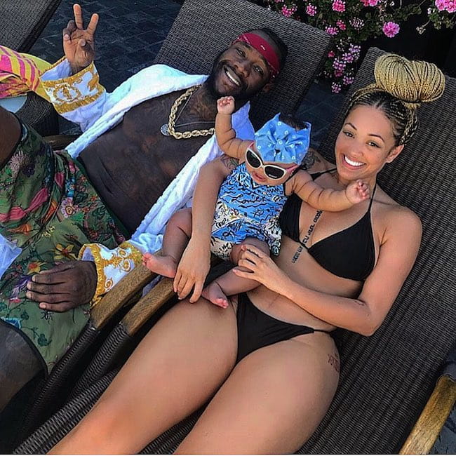 Deontay Wilder with model Telli Swift and their child Kaorii Lee Wilder as seen in June 2018