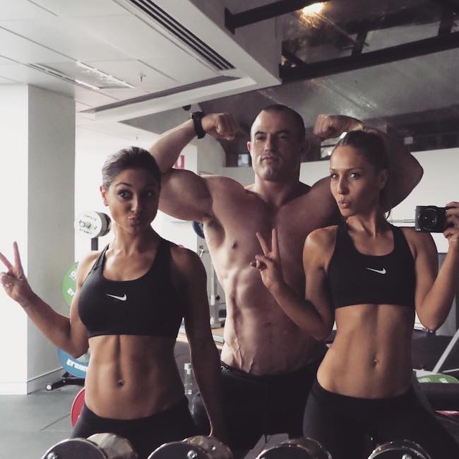 Diana Johnson, Sebastian Oreb, Felicia Oreb (From Left) in a gym picture in July 2018