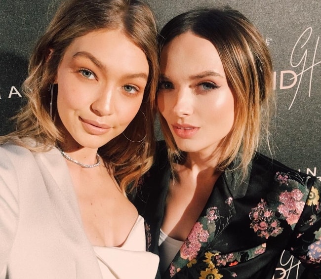Em Ford (Right) with Gigi Hadid in London, UK in November 2017