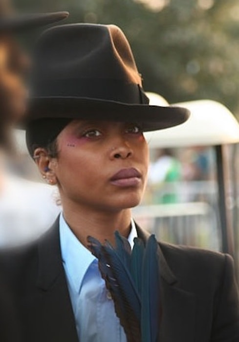 Erykah Badu posing backstage for Nation19 magazine in 2011