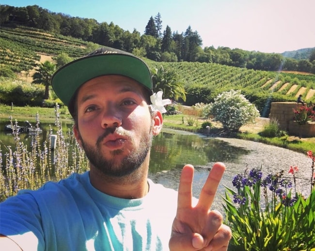 Heath Hussar pouting in a selfie at Benziger Family Winery in August 2016