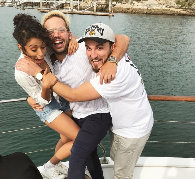 Heath Hussar with Liza Koshy (Left) and Zane Hijazi (Right) in April 2018