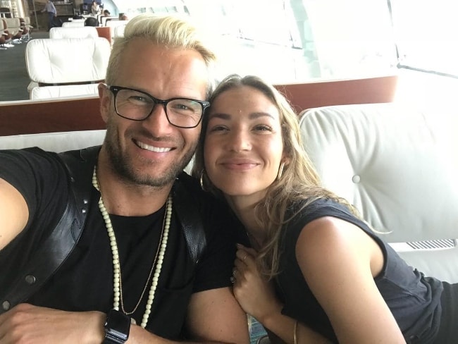 Johann Urb in a selfie with Rachel Emma Pringle at Dubrovnik Airport in June 2018