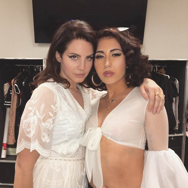 Kali Uchis with Lana Del Rey while on a music tour in February 2018