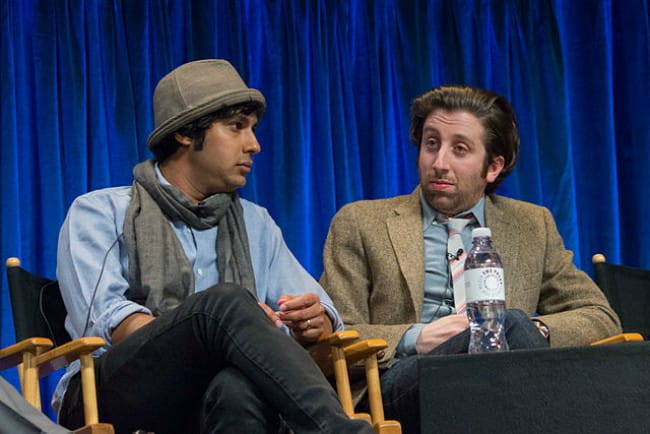 Kunal Nayyar (Left) and Simon Helberg at PaleyFest in March 2013