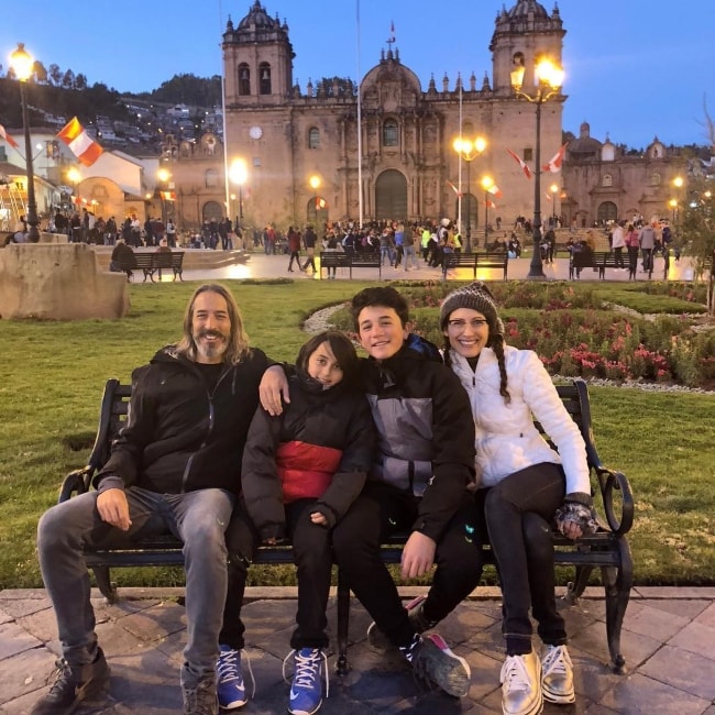 Lisa Edelstein with her family at Cusco, Peru in July 2018