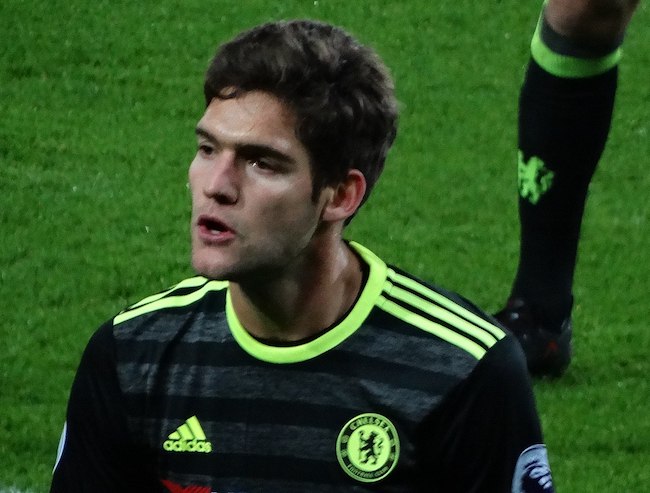 Marcos Alonso during a game for Chelsea in 2017