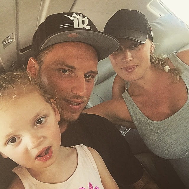 Marko Arnautovic with wife Sarah Lizakowski and daughter in June 2015