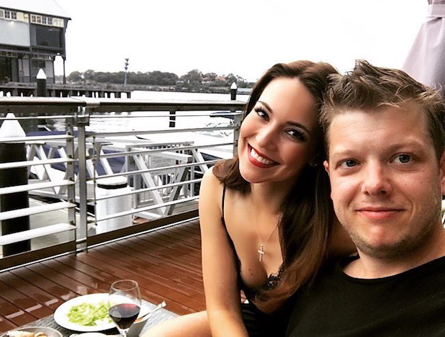 Ortenzia Borre and partner Stephen Moss at Walsh Bay, Sydney in February 2017