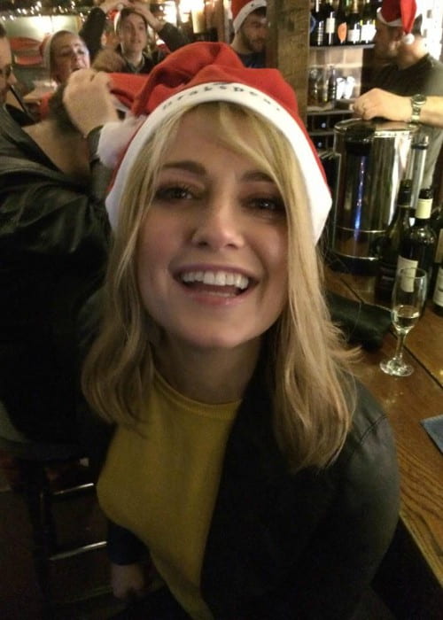 Rachel Wilde wearing a Christmas hat in December 2014