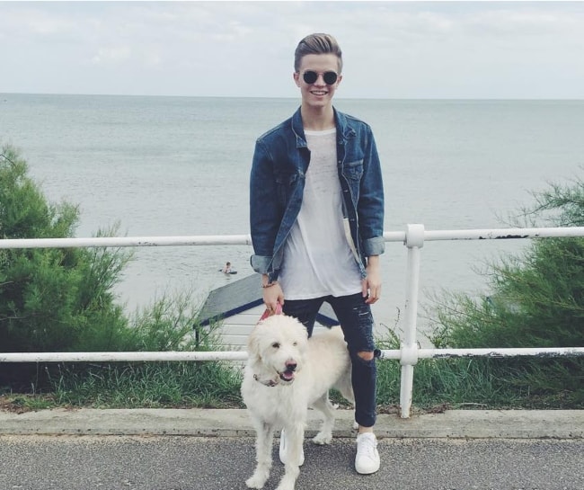 Ronan Parke with his dog in August 2016