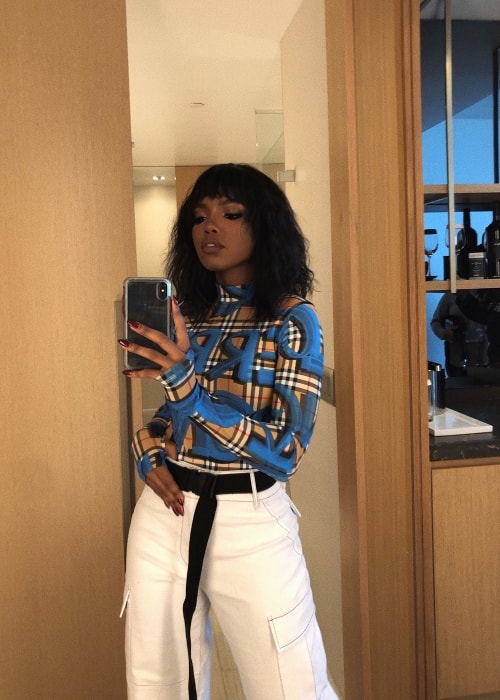 Ryan Destiny in a mirror selfie in June 2018