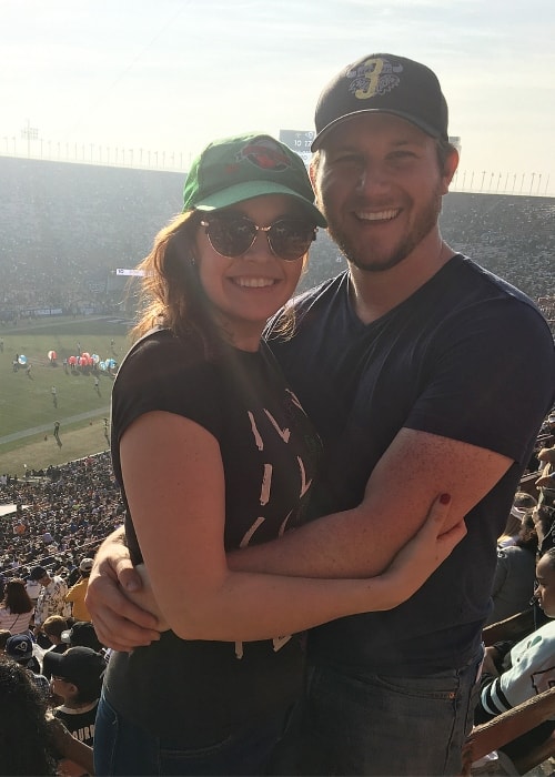 Shelley Regner with Nick Bredosky during a game in February 2018