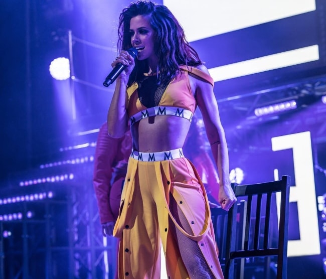 Vanessa Mai pictured during a performance in April 2018