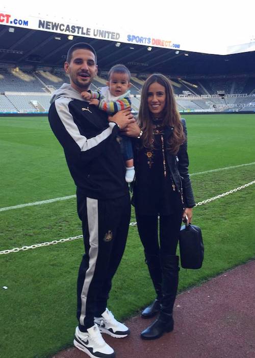 Aleksandar Mitrović with his partner Kristina and son in 2016