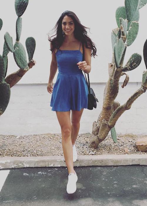 Allison Stokke walking in the middle of cactus at Downtown Phoenix in February 2017