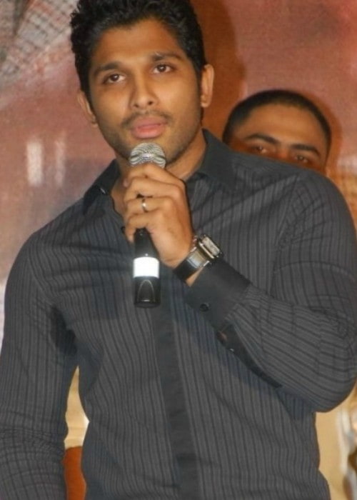 Allu Arjun at the audio launch of the Telugu dubbed version of Eeram in April 2011