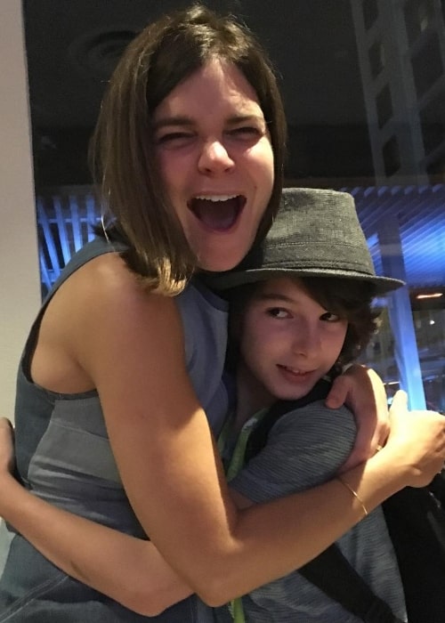 Betsy Brandt with her on-screen son in March 2016