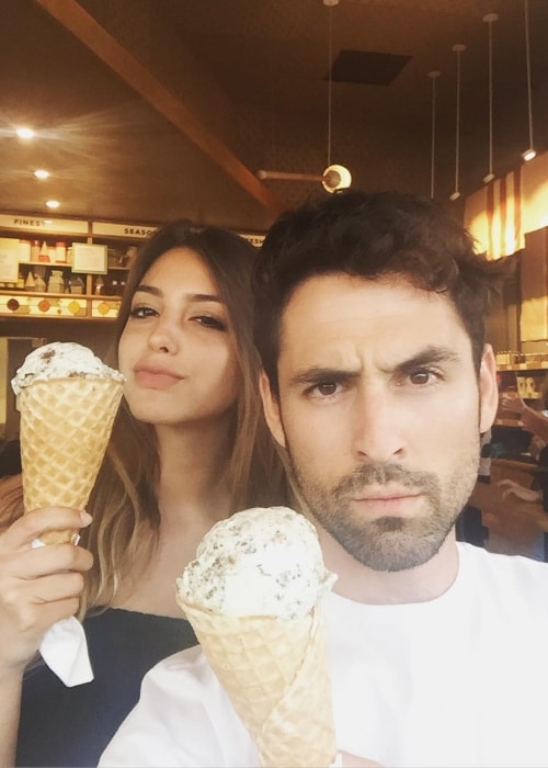 Celine Farach enjoying a dairy free ice-cream with Adam Friedman in Abbot Kinney, Venice in July 2016