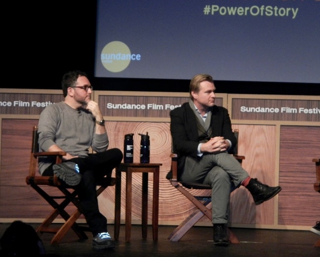 Christopher Nolan (Right) with Colin Trevorrow during the 'Power of Story: The Art of Film' event at the 2016 Sundance Film Festival