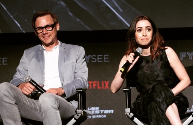 Cristin Milioti holding the mike during the FYSEE event for Black Mirror