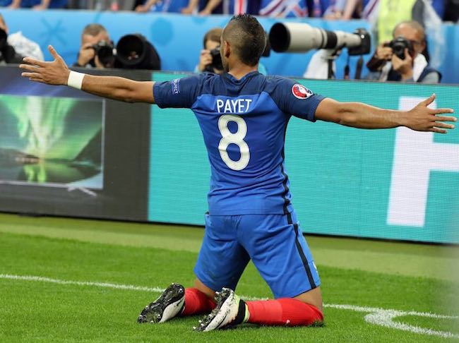 Dimitri Payet celebrating after scoring a goal in Euro 2016