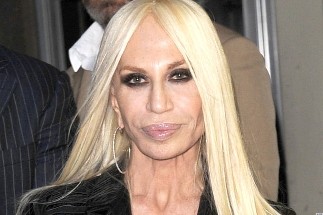 Donatella Versace as seen in a face close-up