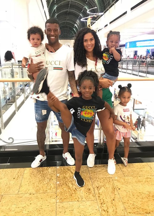 Georginio Wijnaldum with his family members at Dubai, UAE in June 2018