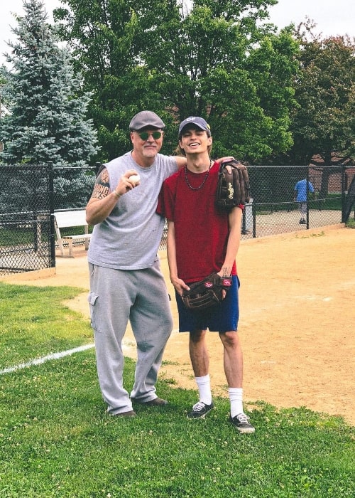 Ian Eastwood with his father at Horace Mann Elementary School in June 2018