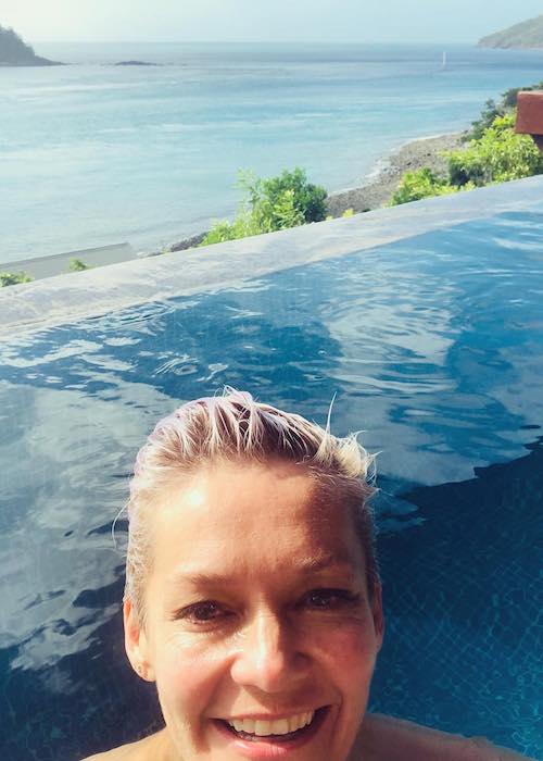 Jessica Rowe spending her 48th birthday at Qualia Resort in June 2018