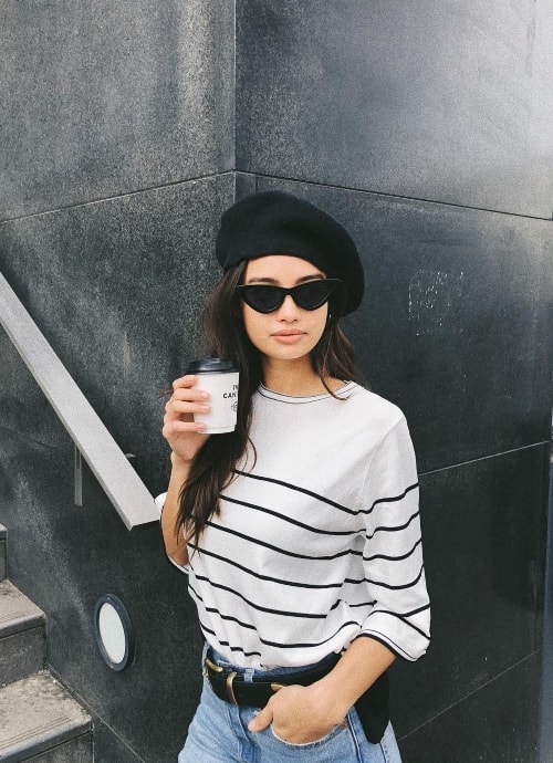 Kelsey Merritt enjoying her coffee in London, United Kingdom in February 2018