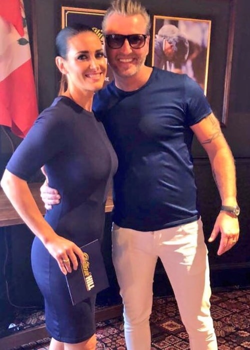 Kirsty Gallacher with Robbie Savage in August 2018