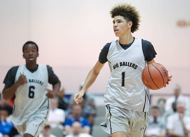 LaMelo Ball (Right) while in action during the basketball game in February 2018